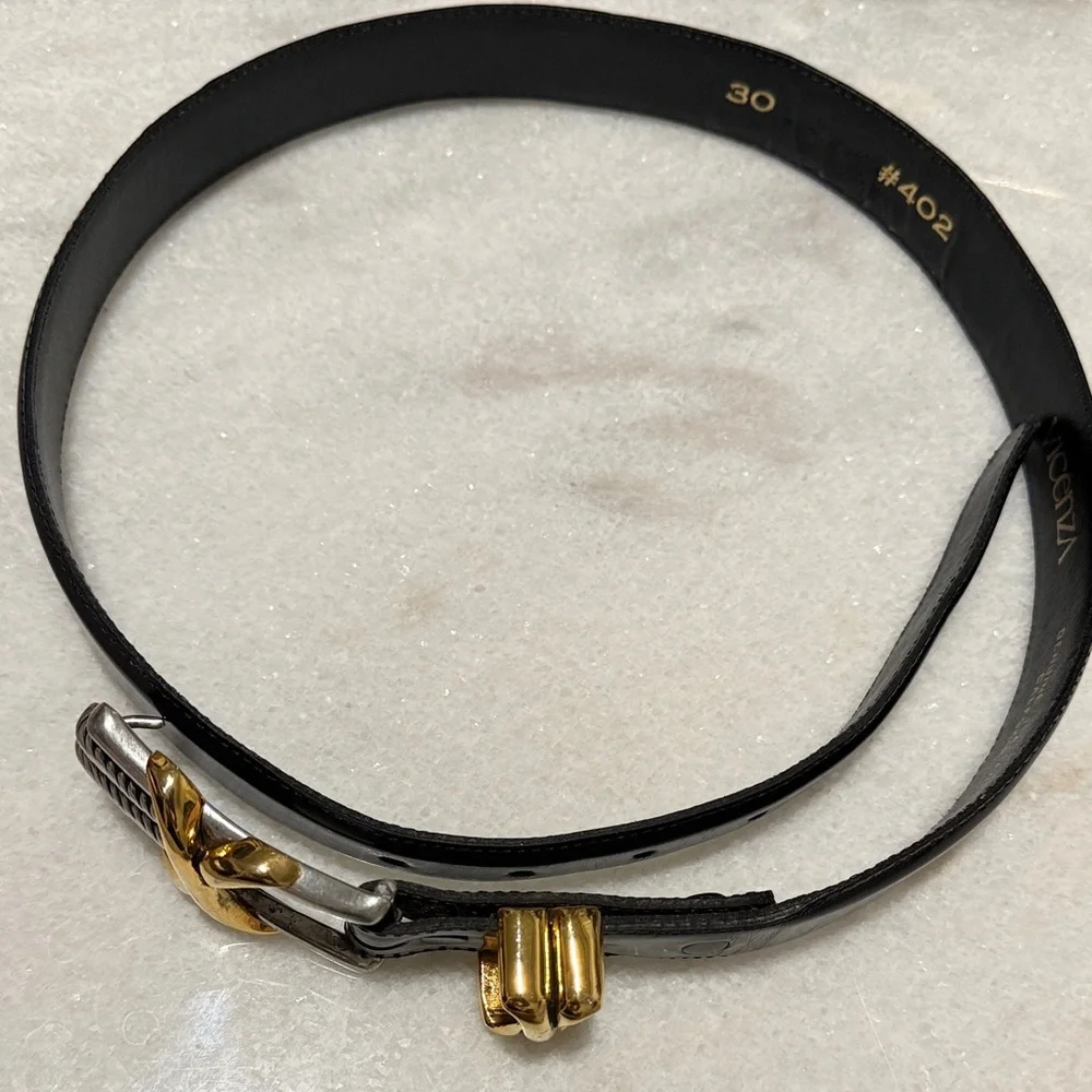 Vicenza Womens Waist Belt Black Golden #1222 Genuine Italian Size 30